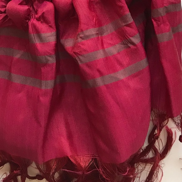 Red Silk Scarf Shawl 80” long - Picture 5 of 6